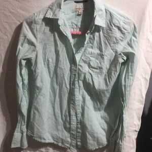 Teal striped button down shirt